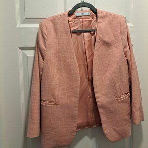Mango Salmon fitted Blazer with a tweed look in a size small